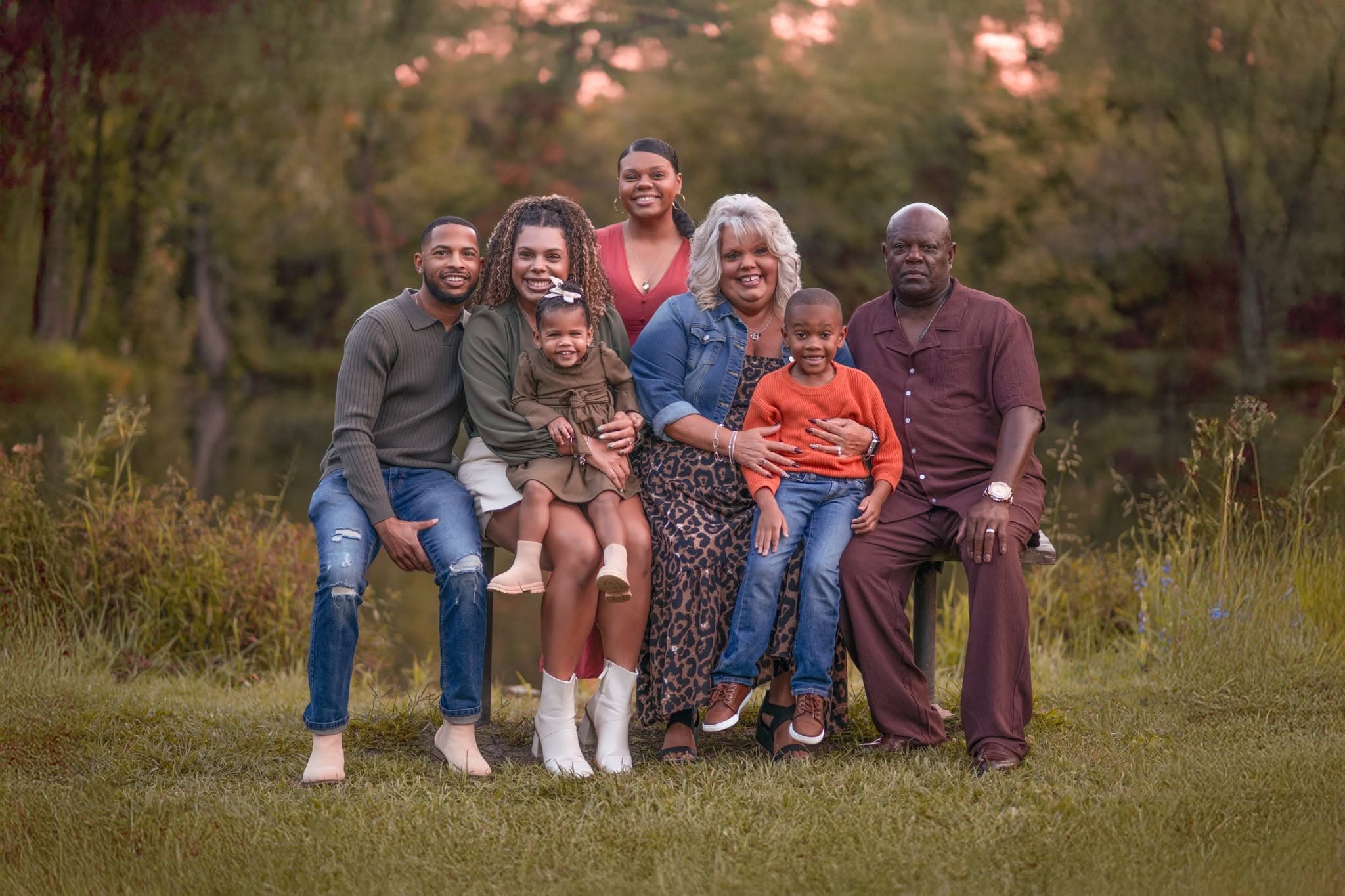 Darrell McCutchen surrounded by his family at the lake